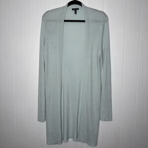Eileen Fisher Women’s 100% Lyocell Ribbed Long Cardigan Open Front Light Blue XL